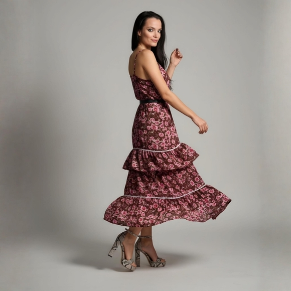 Nasty Gal Dresses & Skirts - Nasty Gal ✦ Floral Hanky Hem Midi Prom Dress ✦ Pink Romantic Glam Size 2 NWT